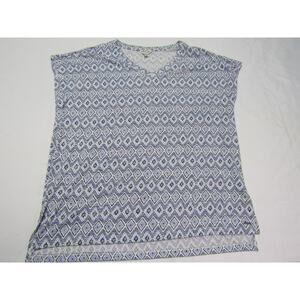 ORIVIS Blue Diamond Geometric V Neck Knit Top Womens size‎ XL Boho Outdoor Y2K